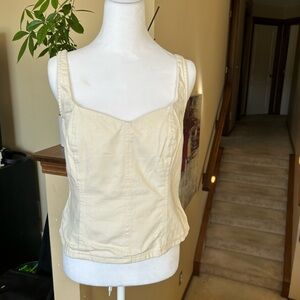 Cream Sleeveless Denim Corset style Top with Ruched back